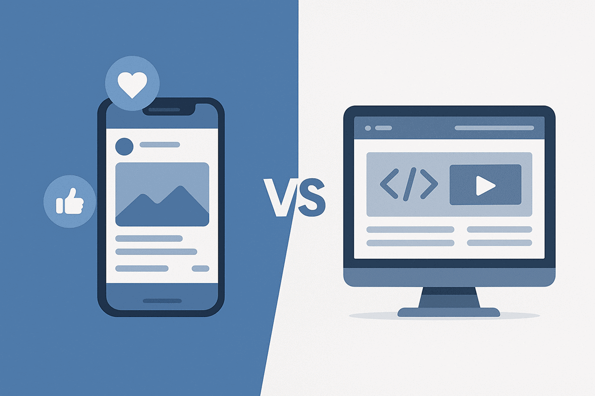 Facebook oldal vs saját weboldal cikk kiemelt képe