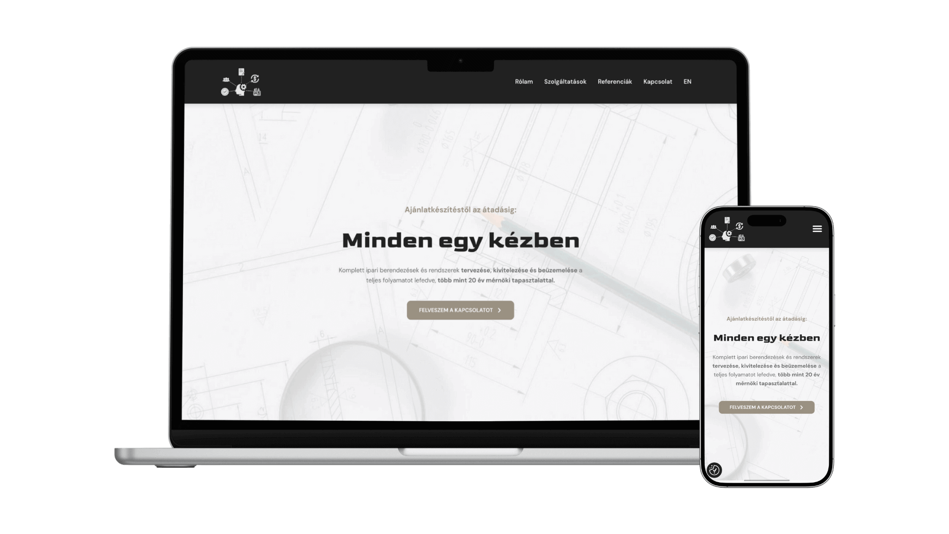 Célgépgyár weboldal – professzionális ipari bemutatkozó oldal