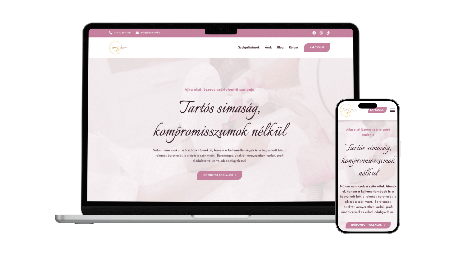 Luxe Laser weboldal redesign – modern arculat és SEO